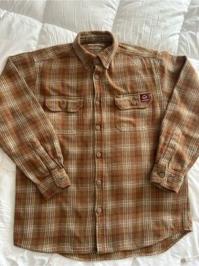 Wolverine Brown Plaid Button-Down Flannel Shirt